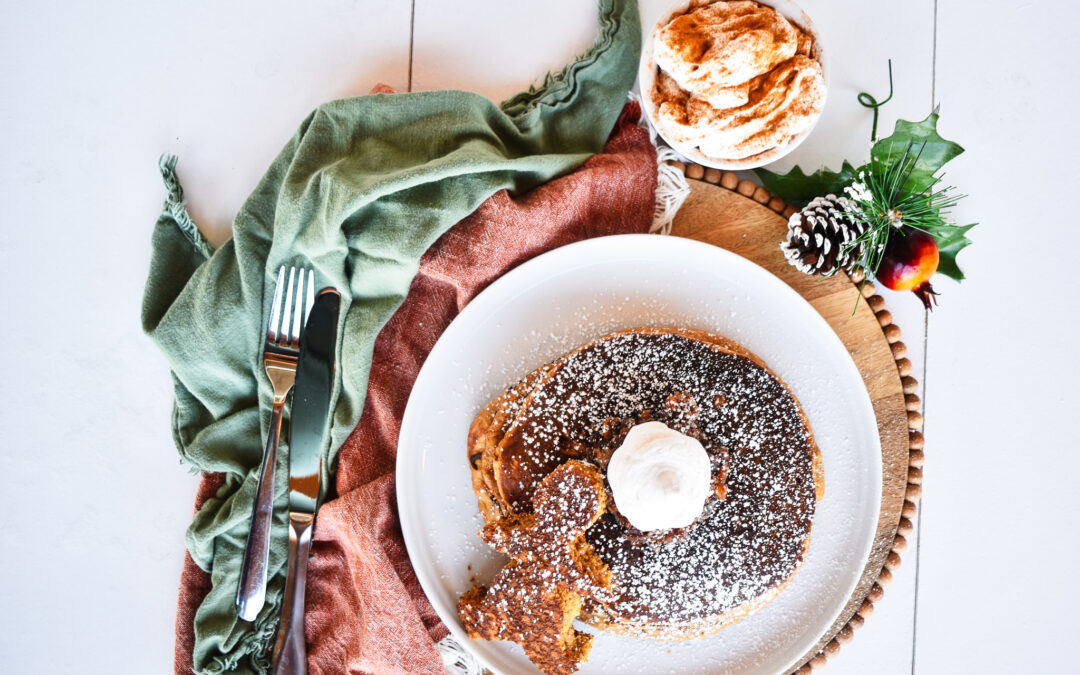 Gluten Free Gingerbread Pancakes with Apple Compote